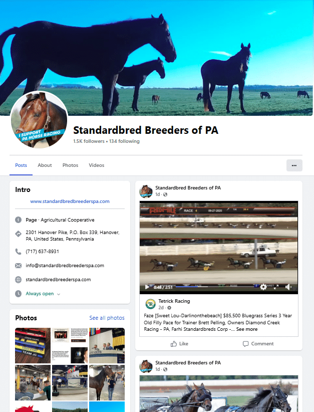 Standardbred Breeders of PA FB Page