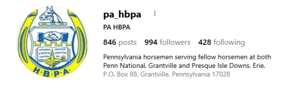 PA HBPA Instagram Account