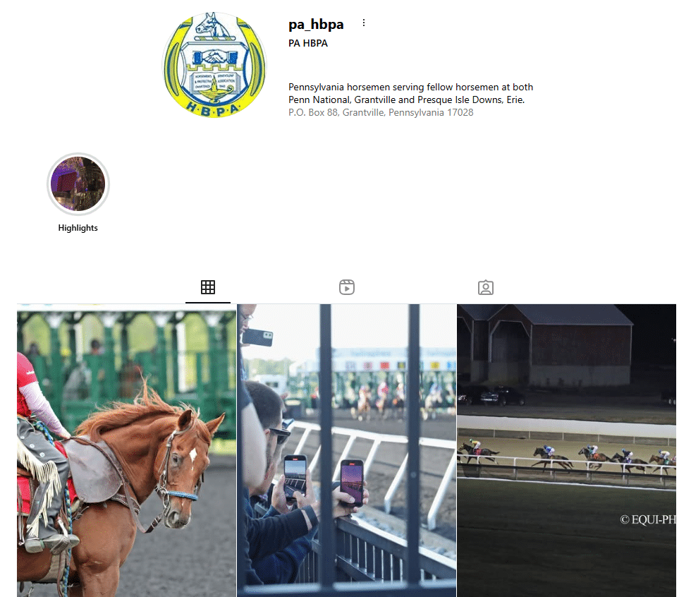 PA HBPA Instagram Account